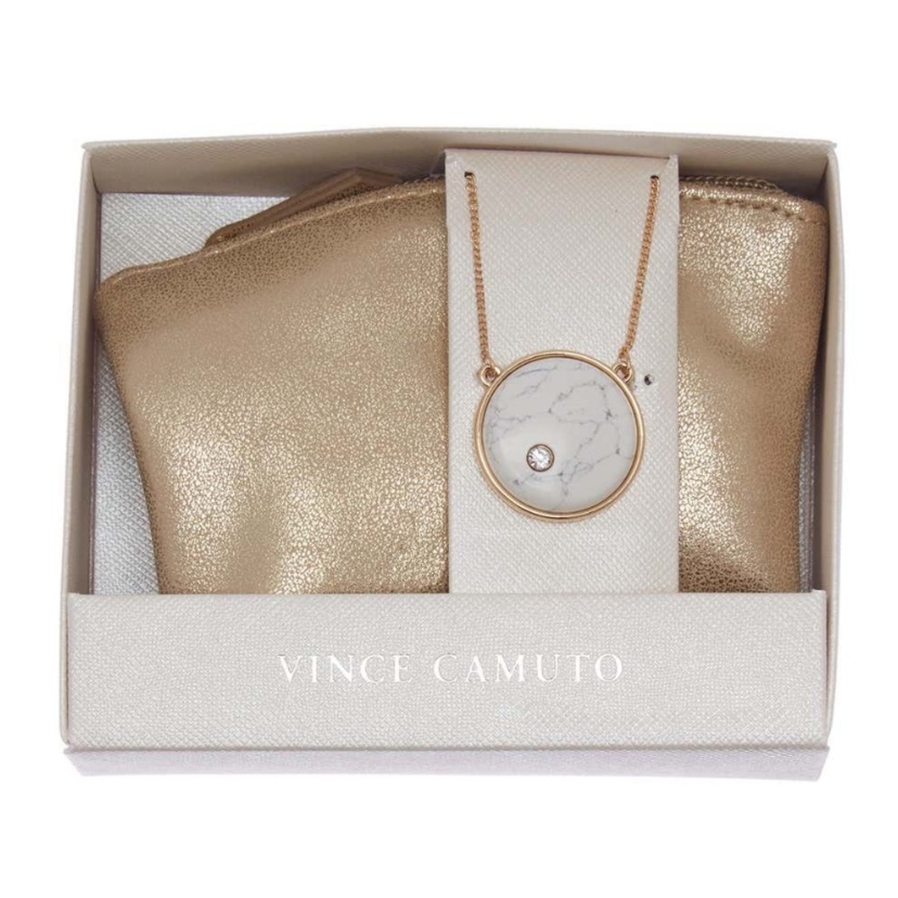 Vince Camuto Gold Marbled Stone Boxed Necklace